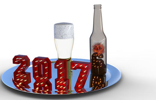 New Year2017 Celebration Beerand Lights PNG with transparent background