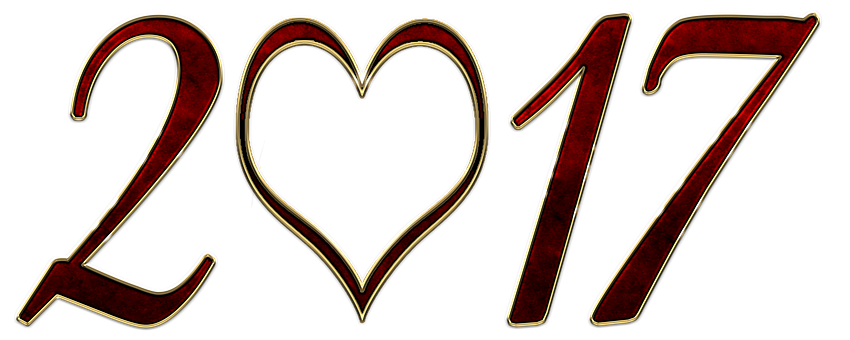 New Year2017 Love Heart Graphic PNG with transparent background