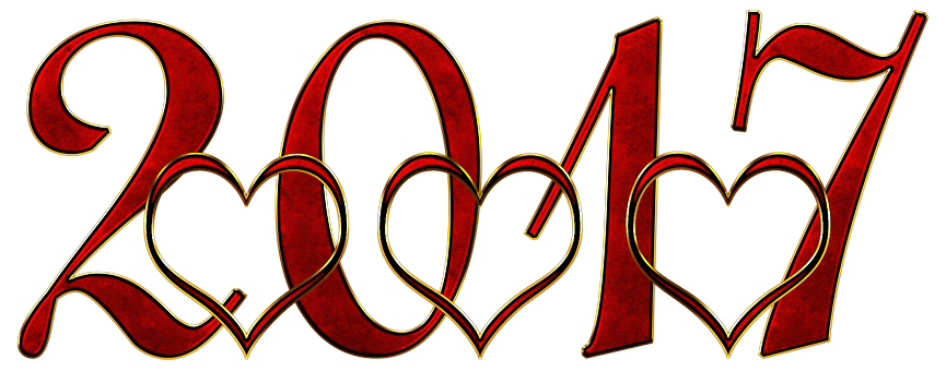 New Year2017 Love Hearts Design PNG with transparent background
