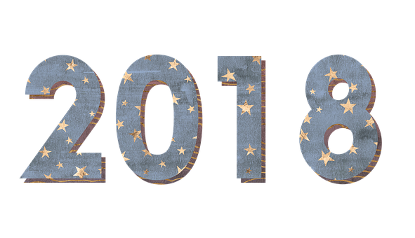 New Year2018 Celebration Numbers PNG with transparent background