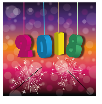 New Year2018 Celebration Sparklers PNG with transparent background