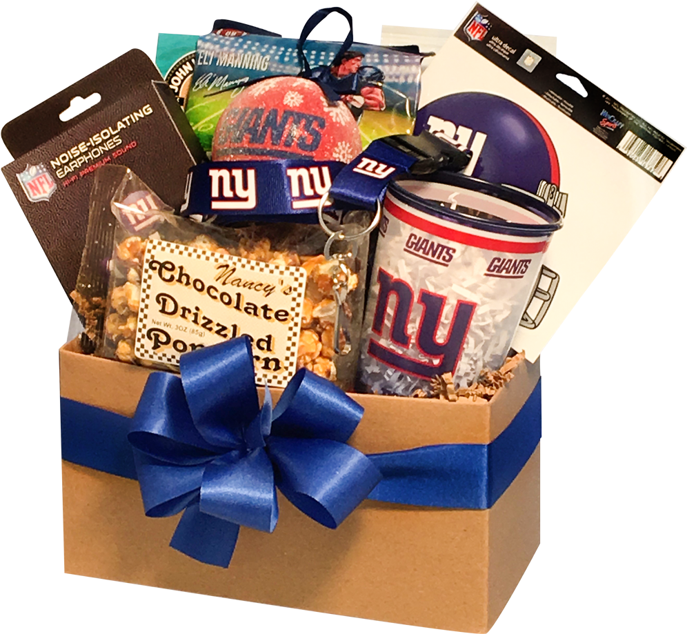 New York Giants Themed Gift Basket PNG with transparent background