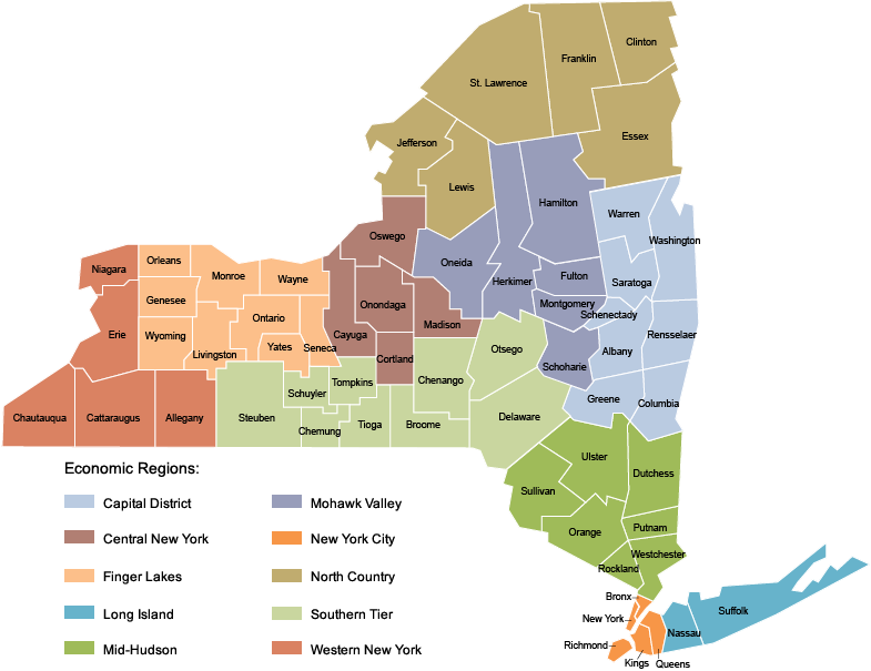 Regional Map - New York State Economic Regions, HD Png Download PNG with transparent background