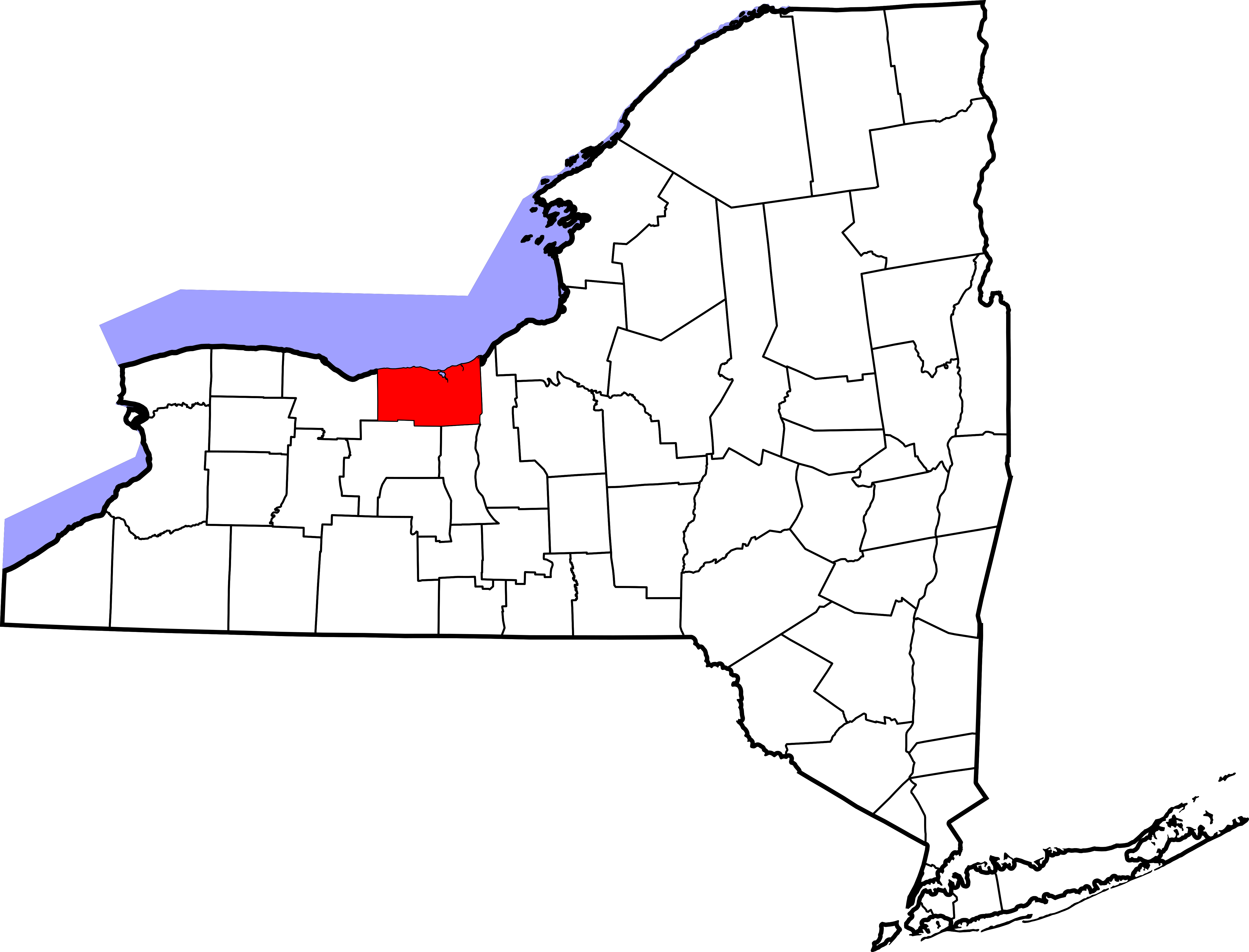 New York State Mapwith Red Highlighted County