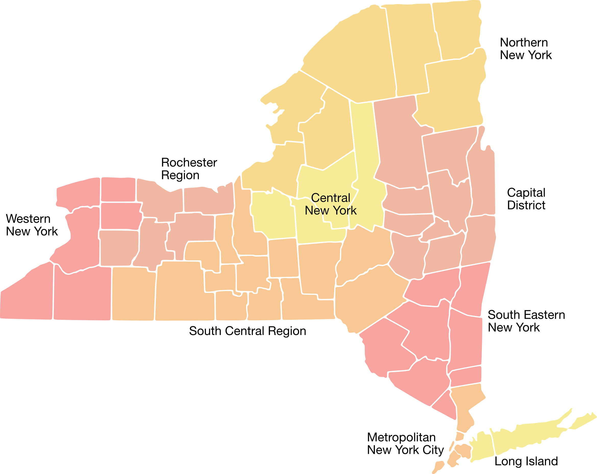 New York State Regional Divisions Map