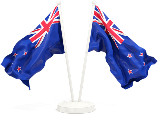 New Zealand Flags Waving