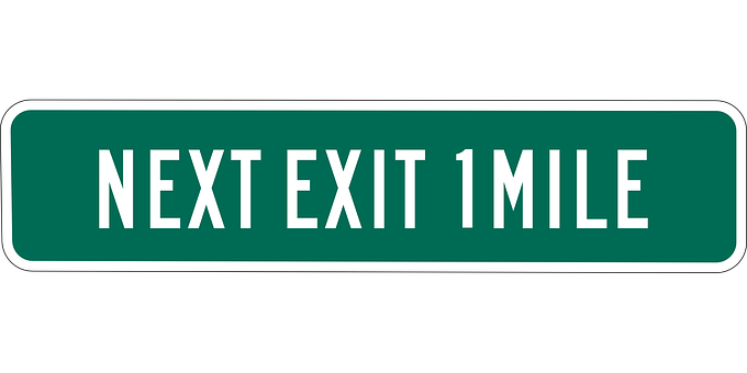 Next Exit1 Mile Sign PNG with transparent background