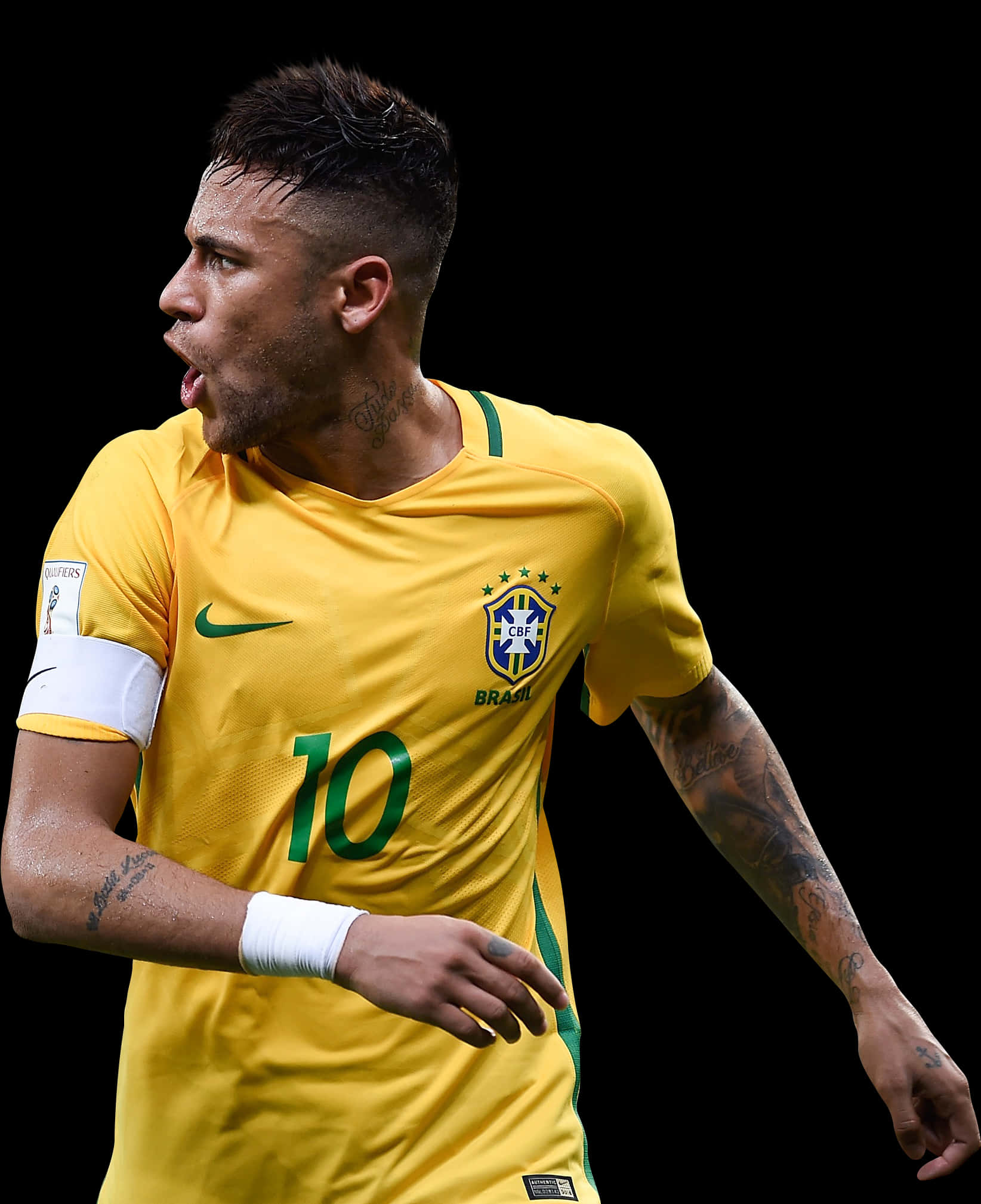 Neymar In Action Brazil Jersey