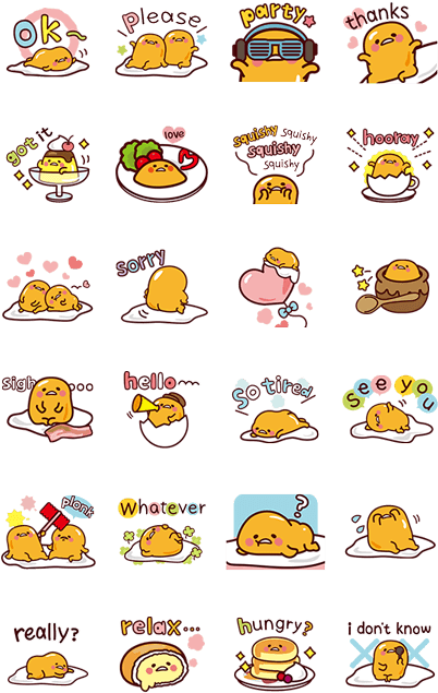 Nice And Over Easy - Line Gudetama Stickers English PNG with transparent background