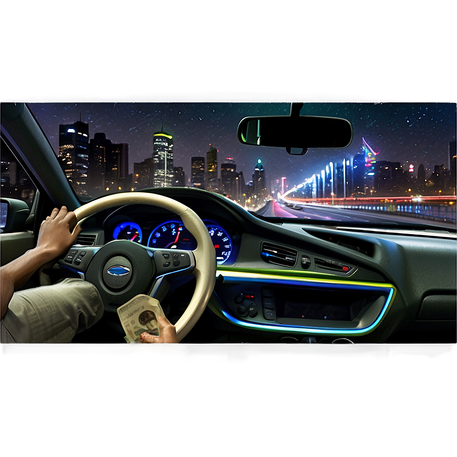 Night City Driving PNG 06112024 PNG with transparent background