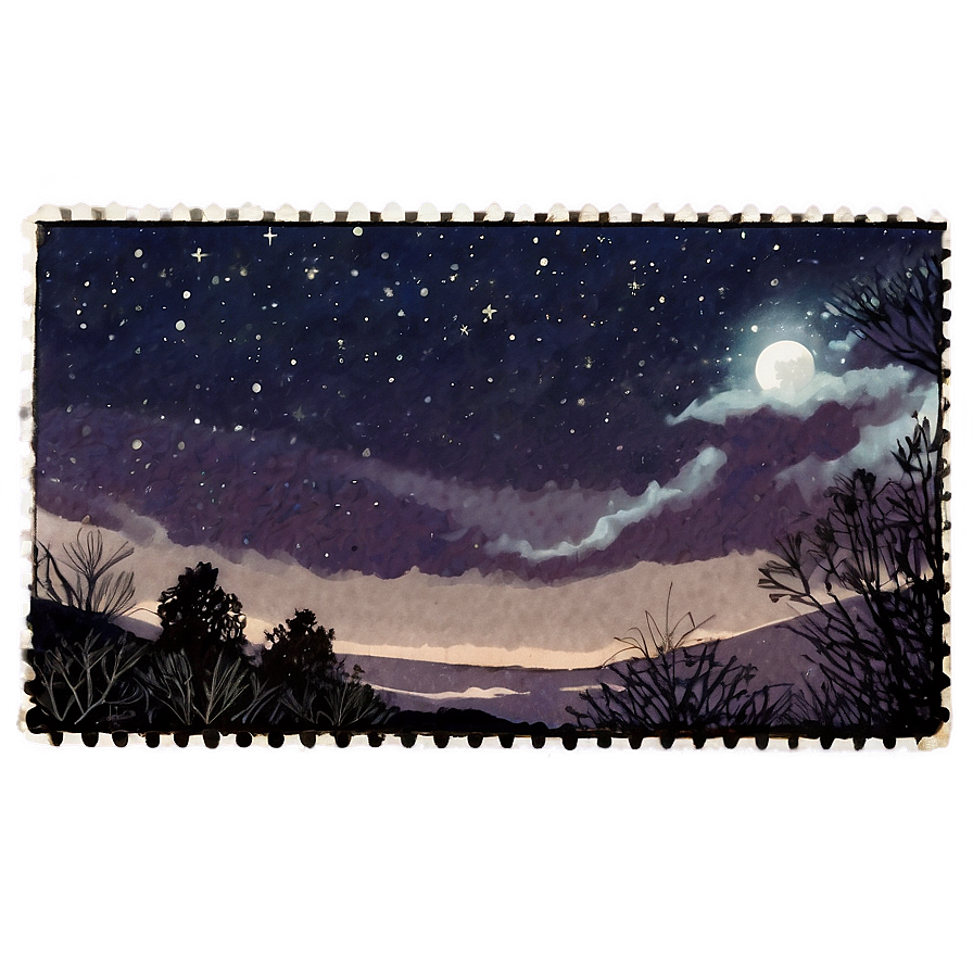 Night Sky Postcard Stamp Png 06272024