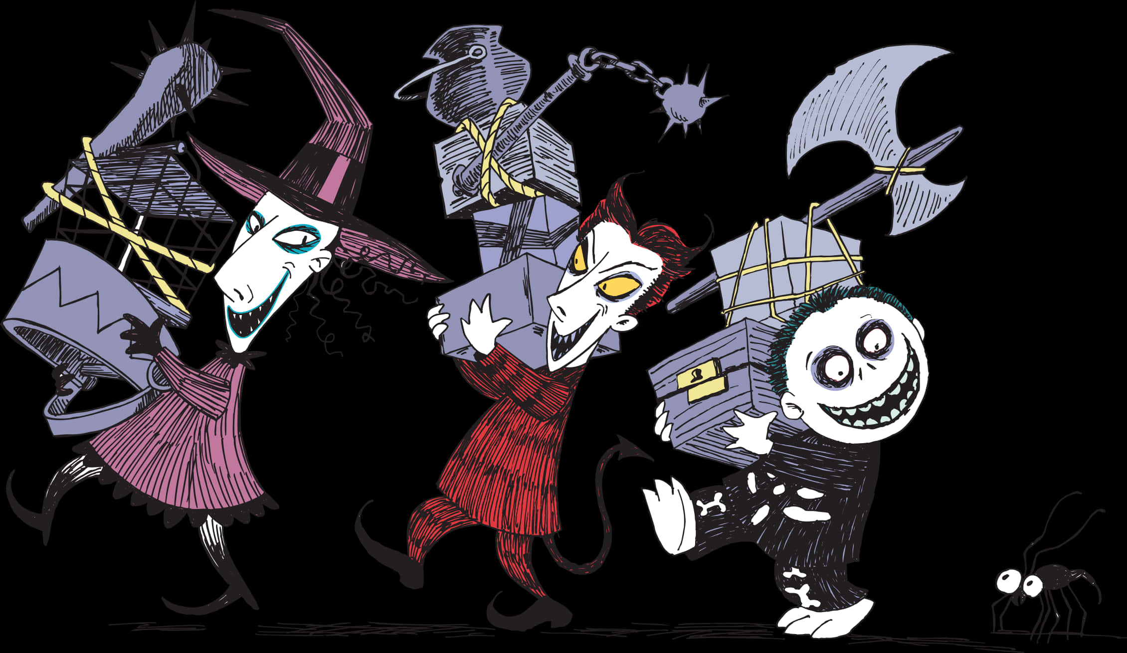 Nightmare Before Christmas Characters Marching PNG with transparent background