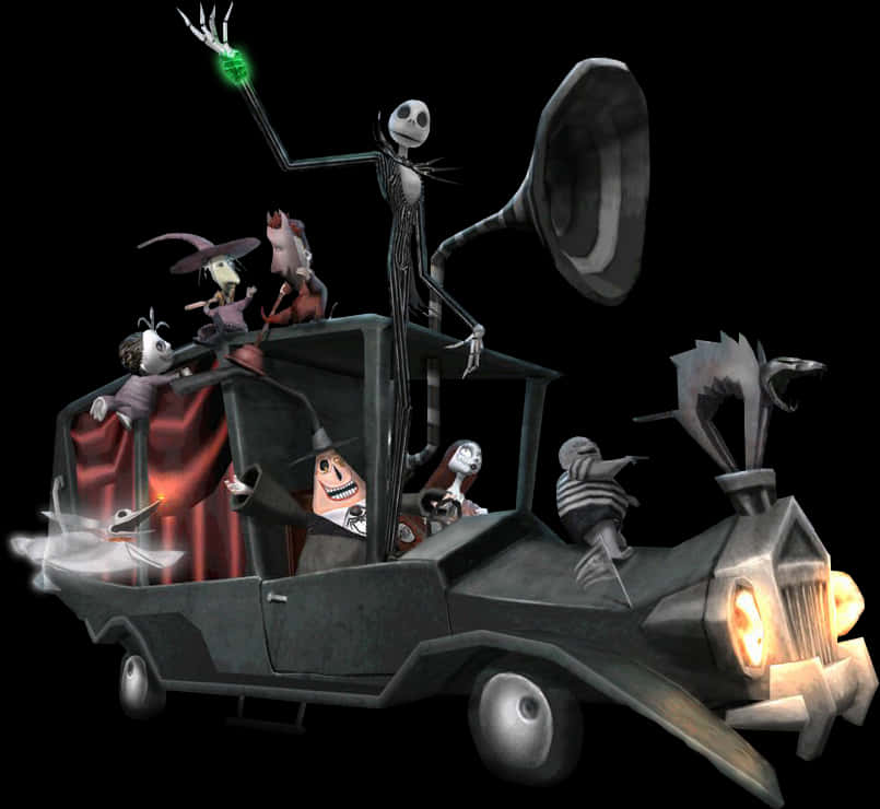 Nightmare Before Christmas Characters Riding PNG with transparent background