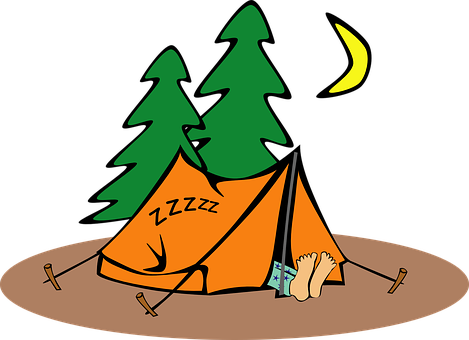 Nighttime Camping Cartoon PNG with transparent background