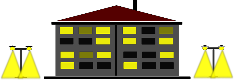 Nighttime City Building Illustration PNG with transparent background