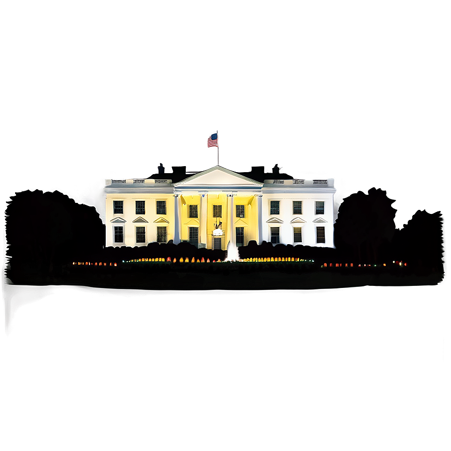 Nighttime Illuminated White House Png Vpm