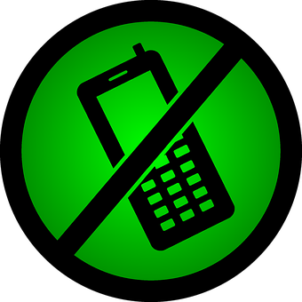 No Cell Phone Sign Green Background