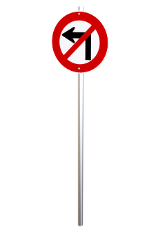 No Left Turn Sign PNG with transparent background