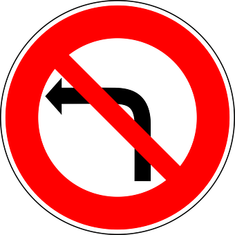 No Left Turn Sign PNG with transparent background