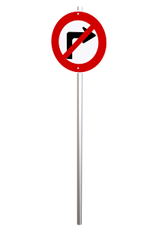 No Left Turn Sign PNG with transparent background