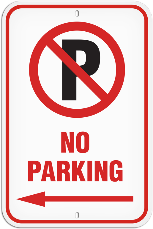 No Parking Sign Directional Arrow