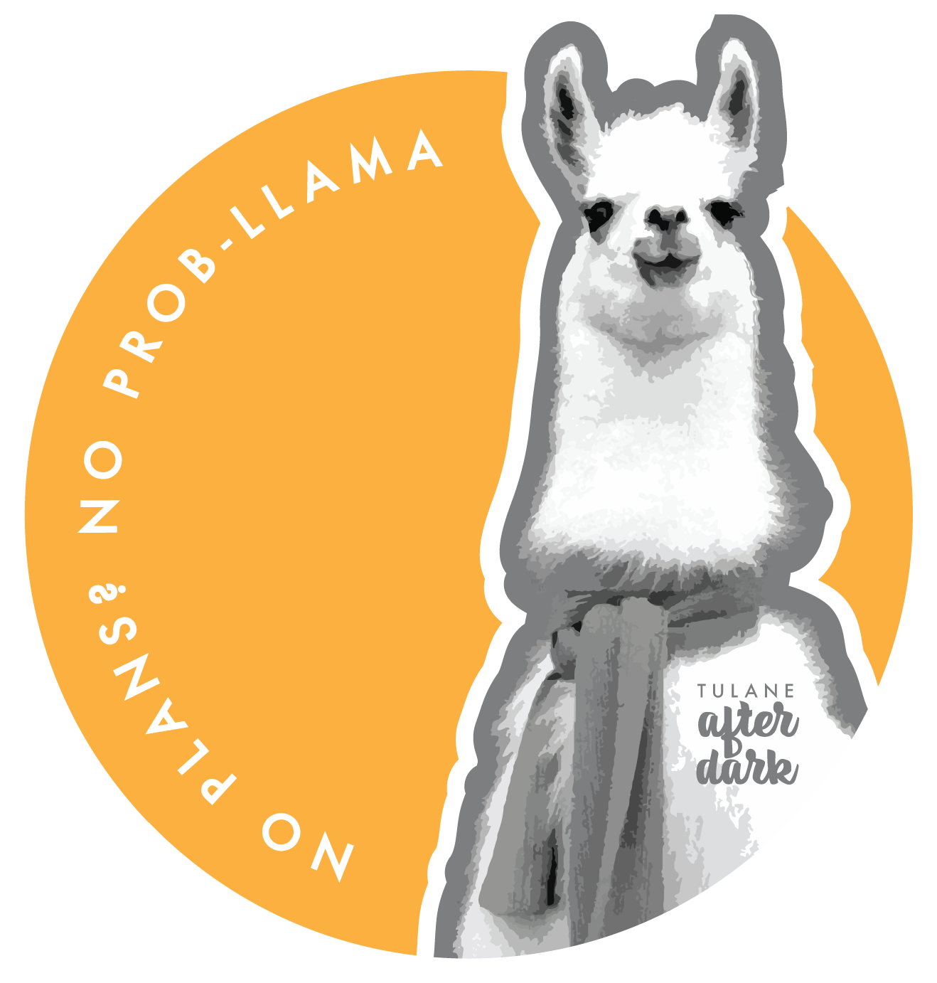No Probllama Tulane After Dark Sticker PNG image with a transparent background, free high-resolution download