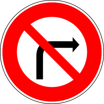No Right Turn Sign PNG with transparent background