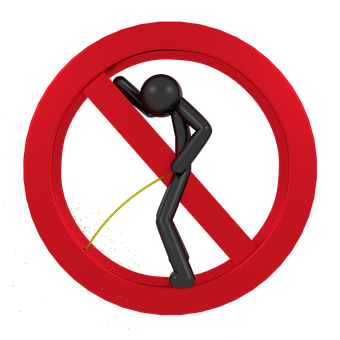 No Urination Sign Funny Character PNG with transparent background
