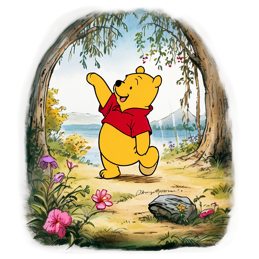 Nostalgic Classic Pooh Scene Png Svg