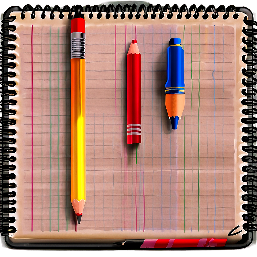 Notebook Paper With Pencil Png Luu58