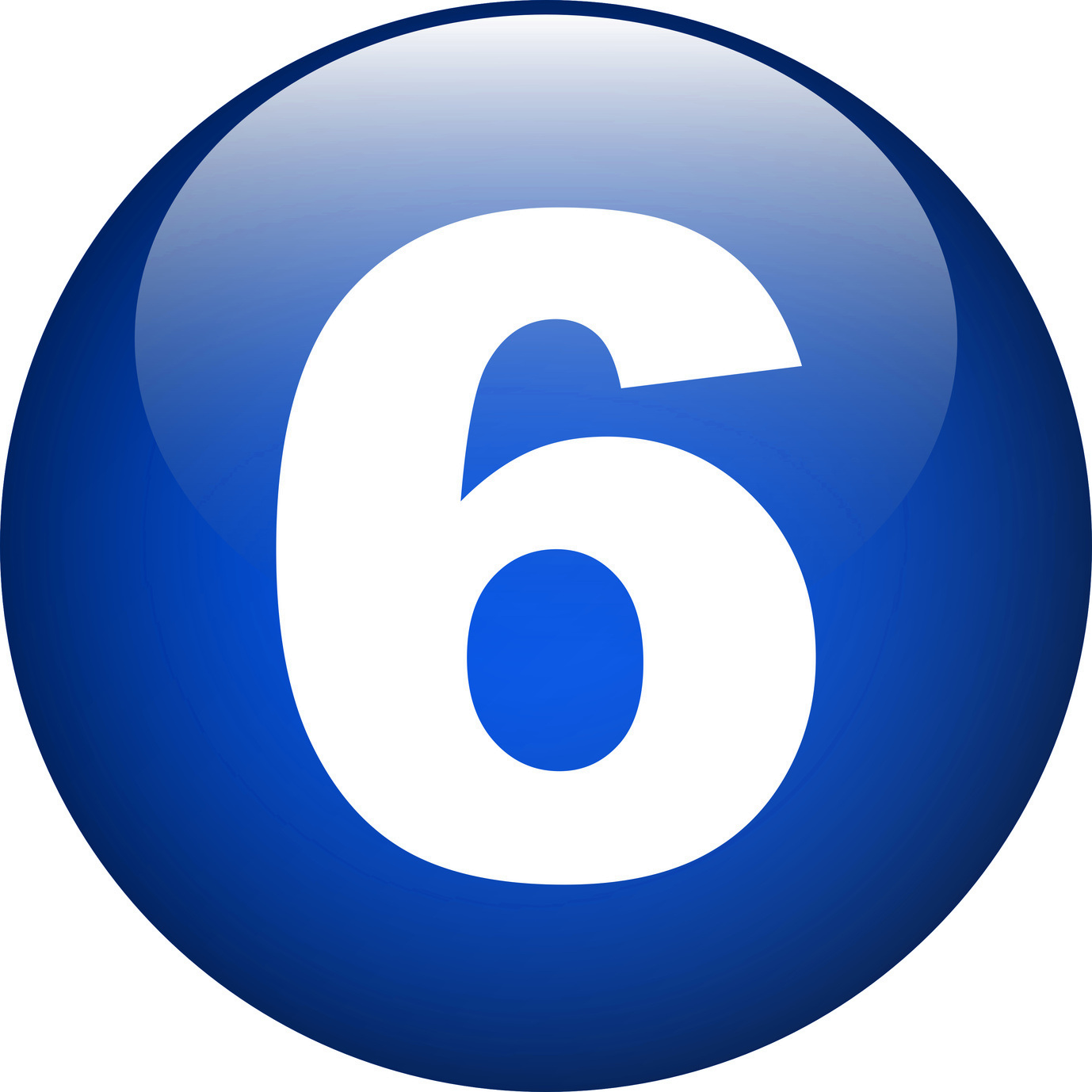 Number6 Blue Circle Icon PNG with transparent background