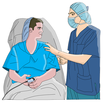 Nurse Comforting Patientin Hospital PNG with transparent background