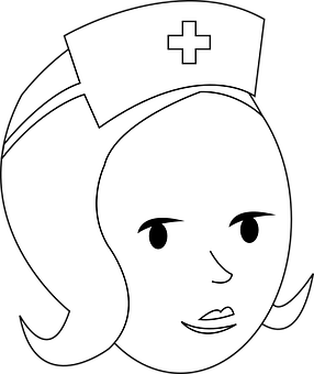 Nurse Icon Blackand White PNG with transparent background