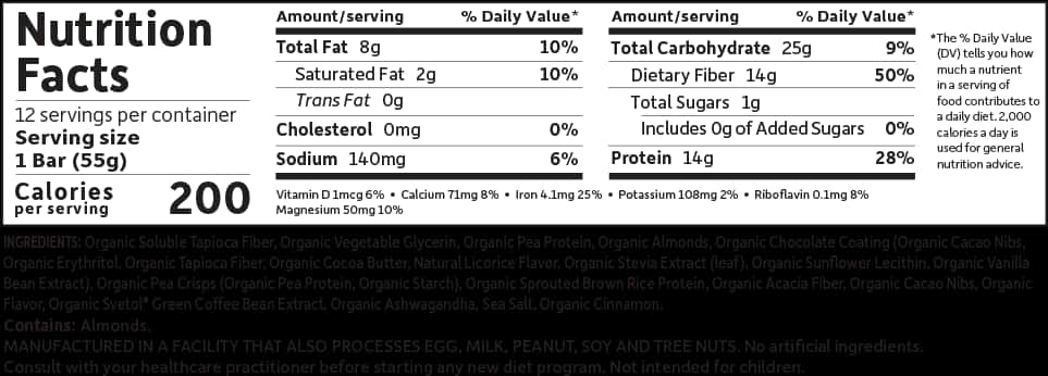 Garden Of Life Organic Fit Protein Bars, S'mores Flavor, - Nutrition Facts, HD Png Download PNG image with a transparent background, free high-resolution download
