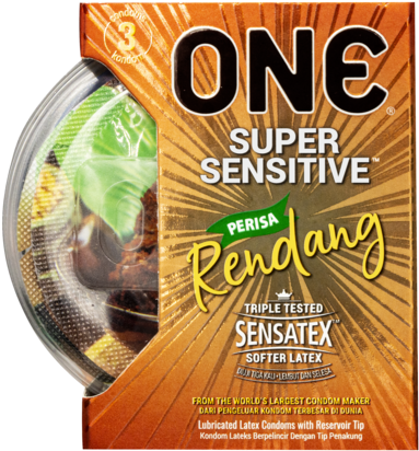 O N E Super Sensitive Rendang Flavored Condom Package