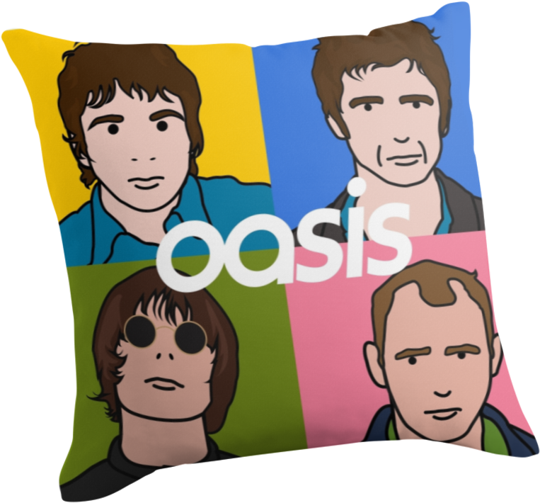 Oasis Band Cartoon Pillow PNG with transparent background
