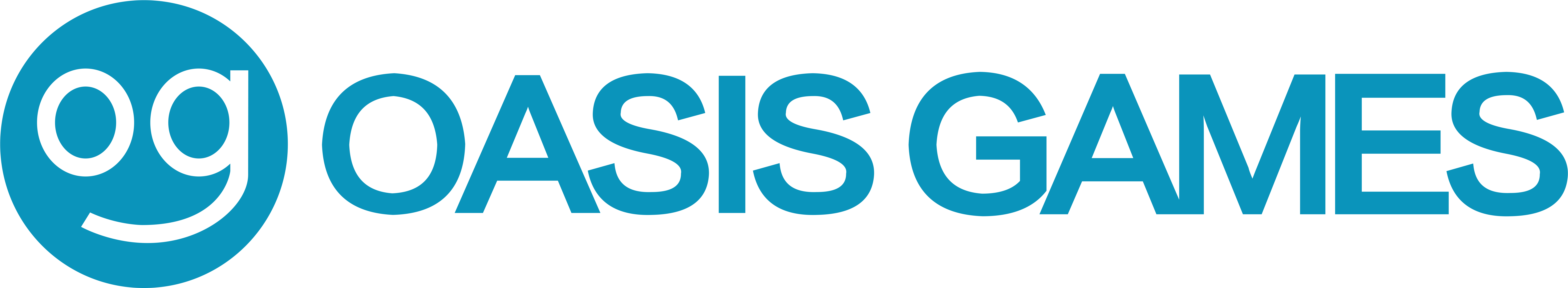 Oasis Games Logo Blue Background PNG with transparent background