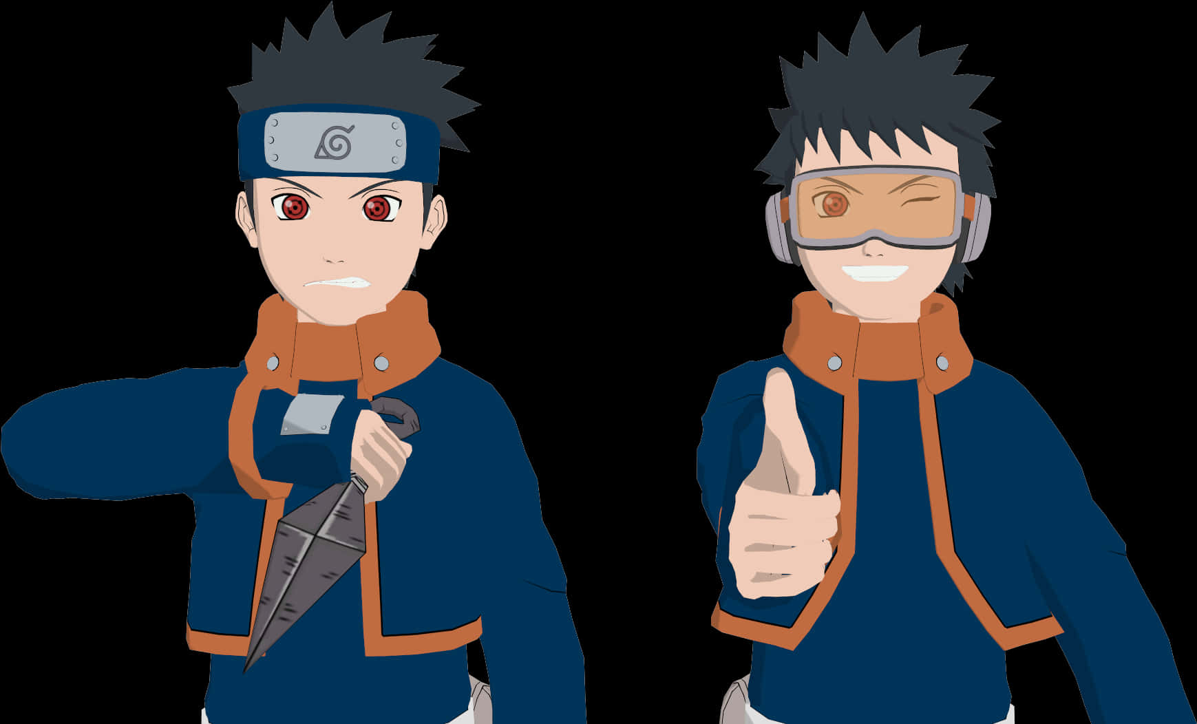 Obito Uchiha Before After Transformation PNG with transparent background