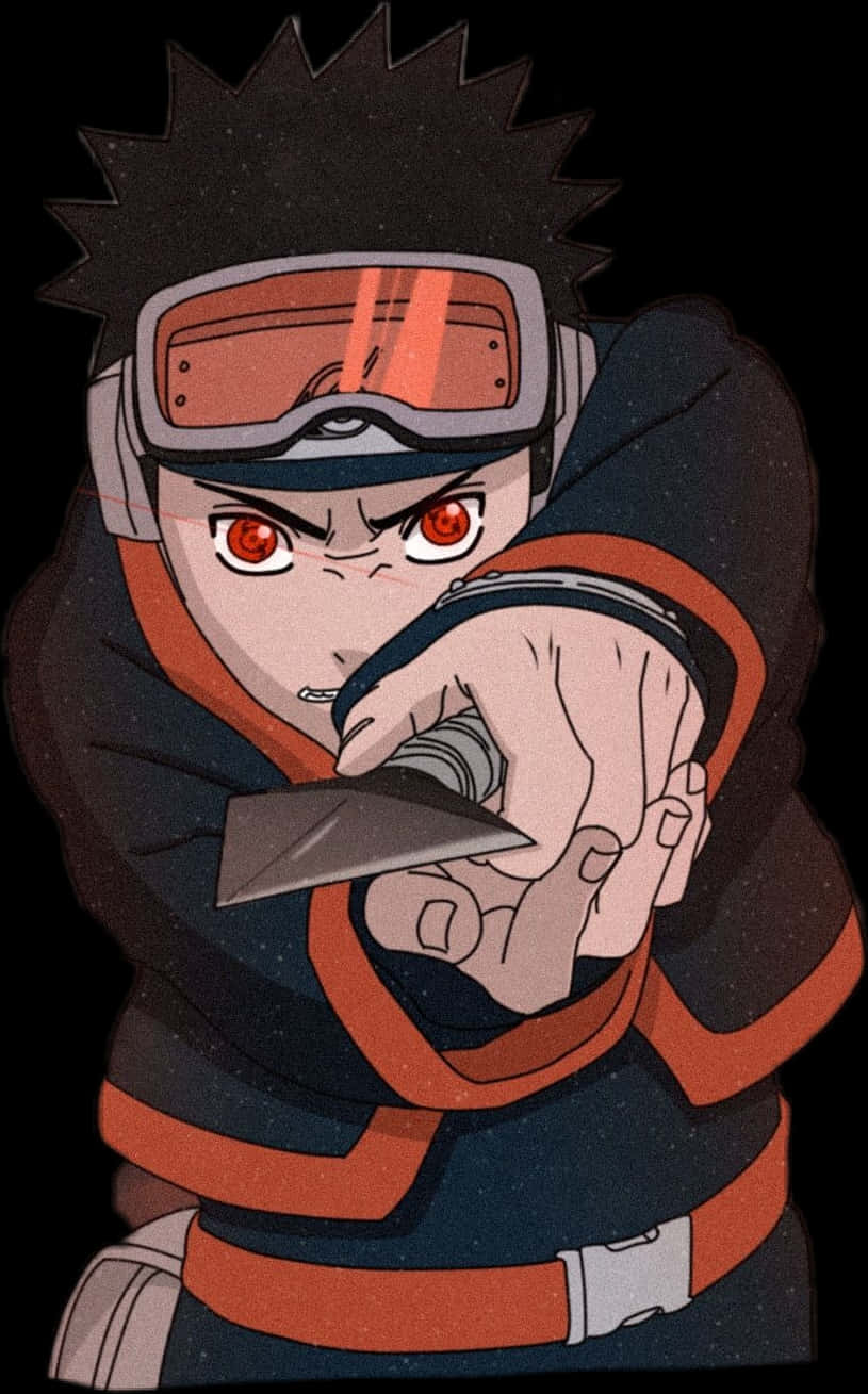 Obito Uchiha Intense Gaze Anime Character PNG with transparent background