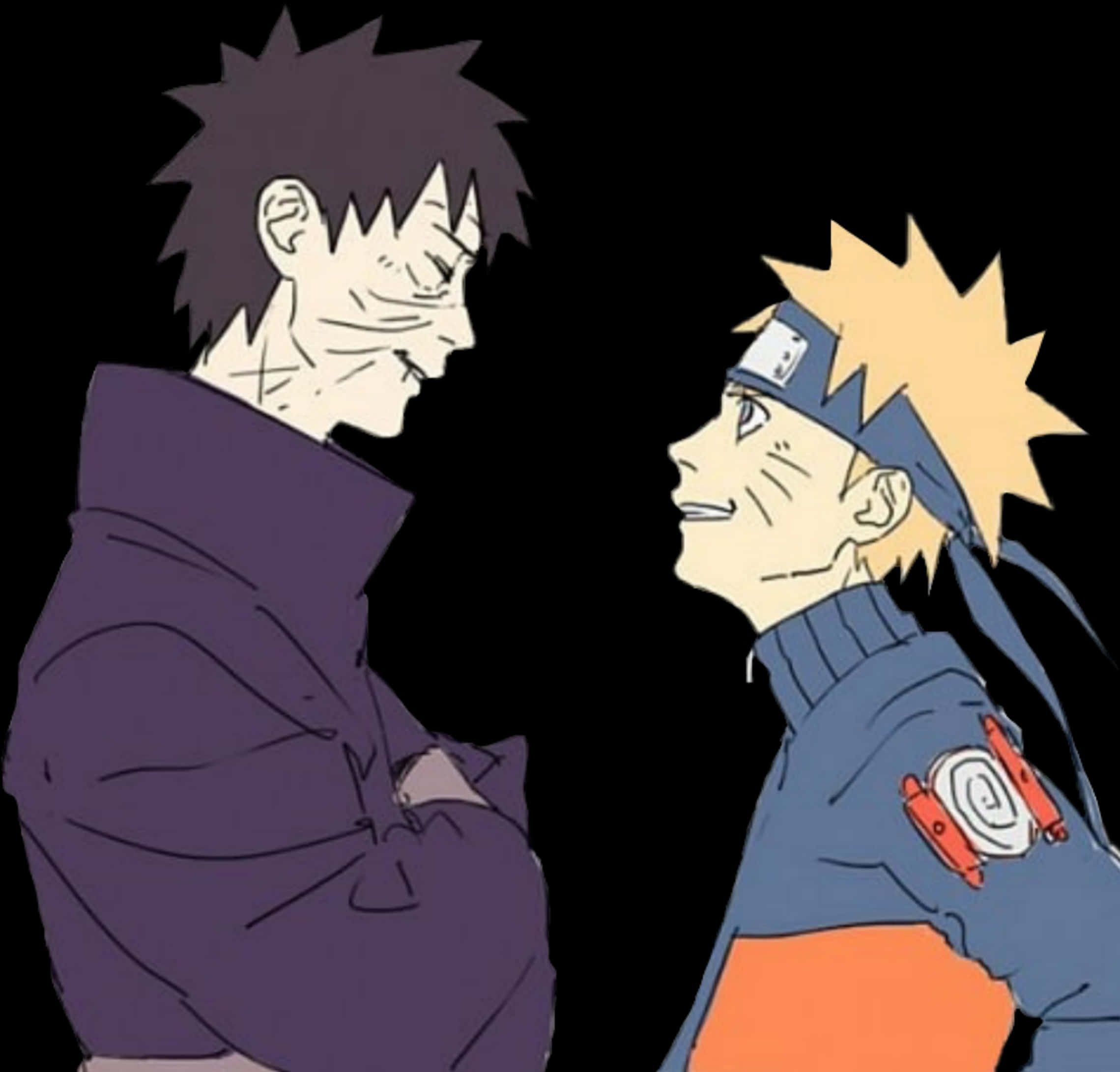 Obitoand Naruto Faceto Face PNG with transparent background