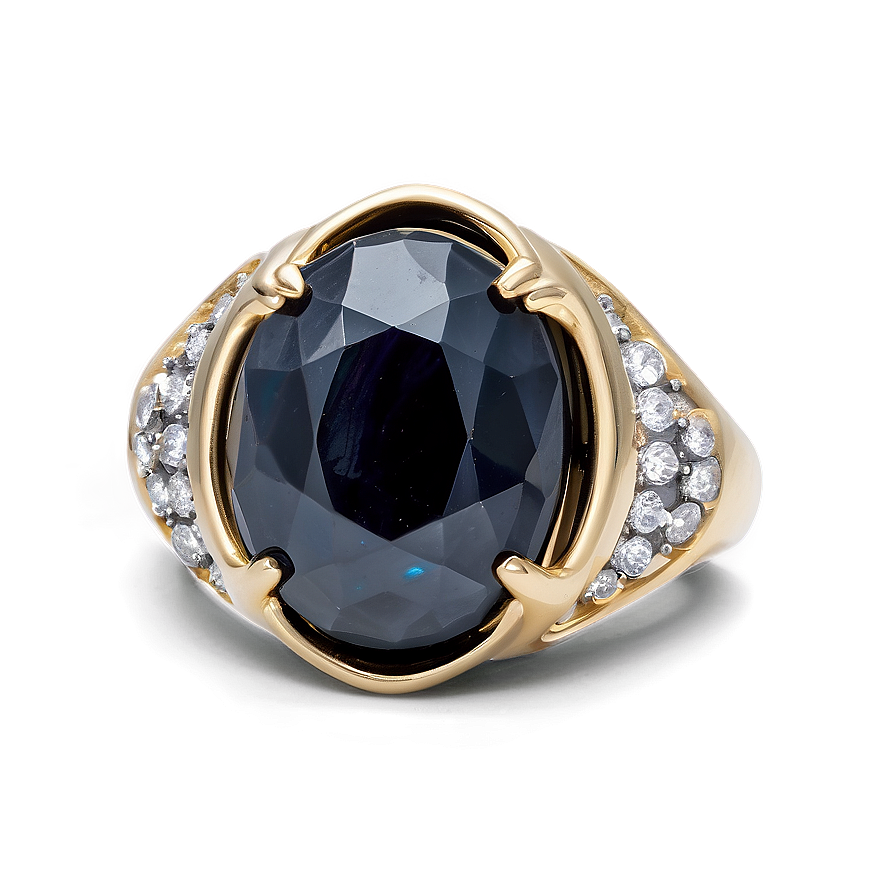 Obsidian And Diamond Ring Png Gkl