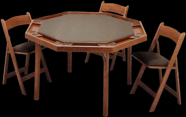 Octagonal Wooden Tablewith Chairs