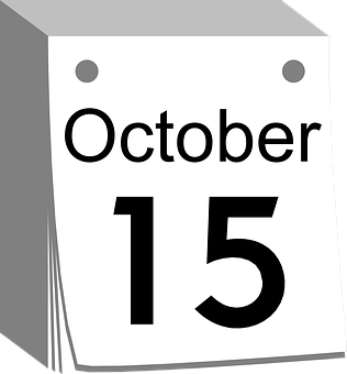 October15 Calendar Page PNG with transparent background