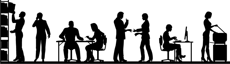 Fire Safety Office Workers - People Working In Office Silhouette PNG with transparent background