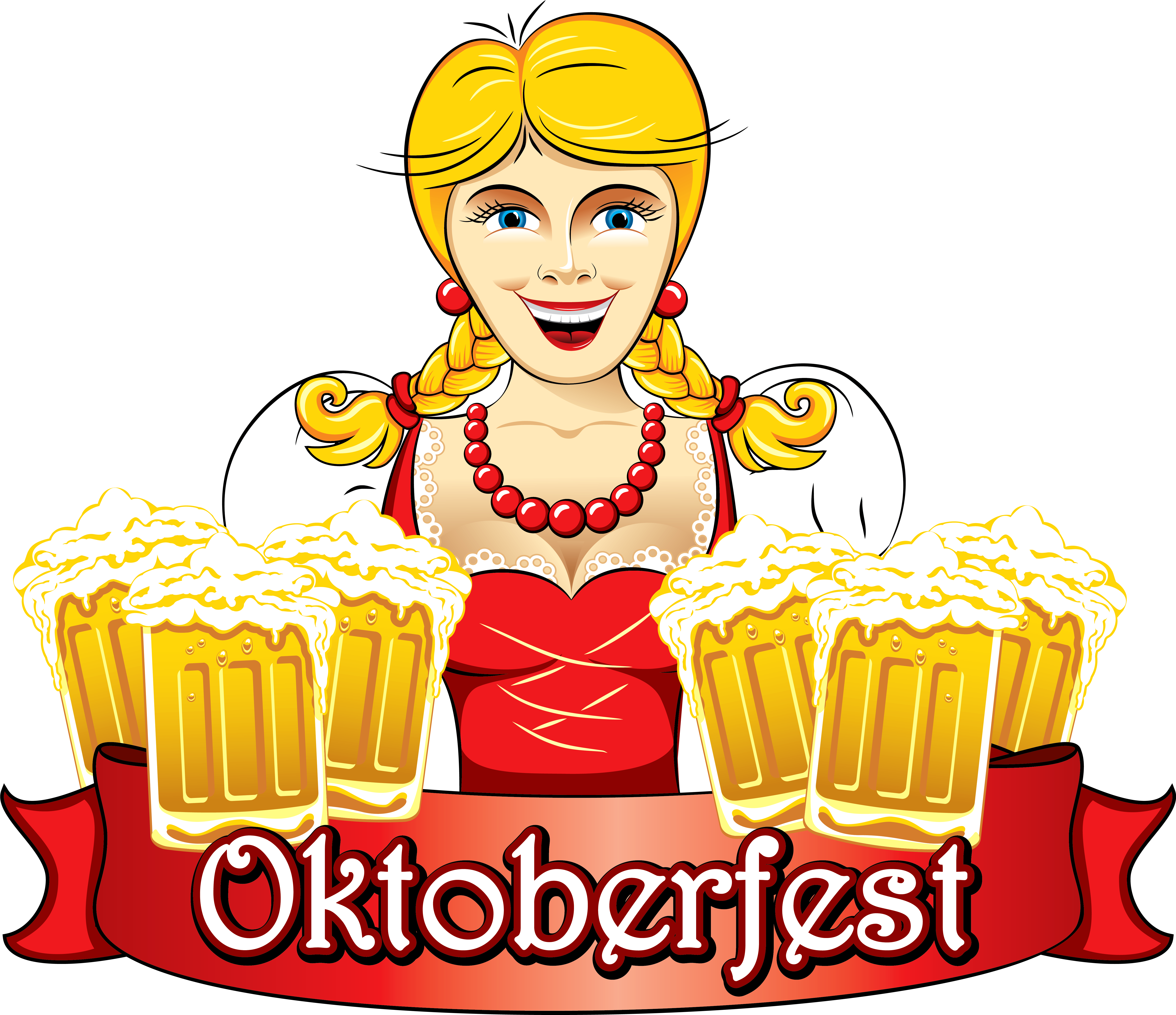 Oktoberfest Girl With Beers Png Clipart Image - Oktoberfest Png, Transparent Png PNG with transparent background