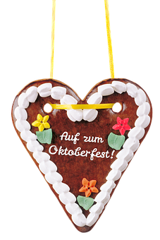 Oktoberfest Gingerbread Heart Pendant PNG with transparent background