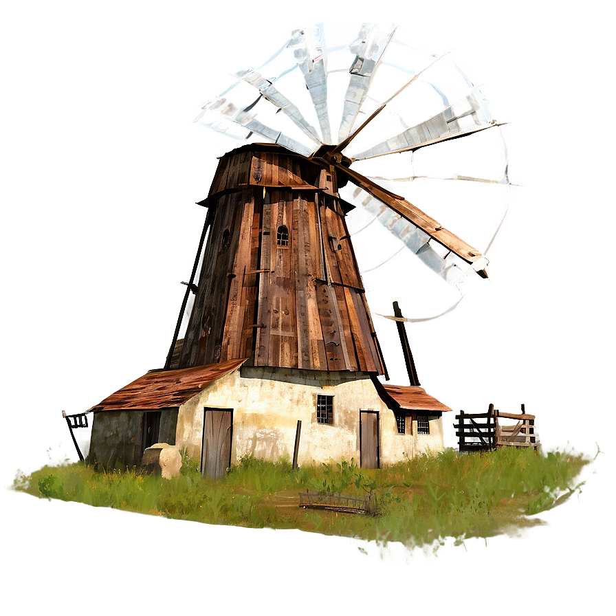 Old Farm Windmill Png Cde40