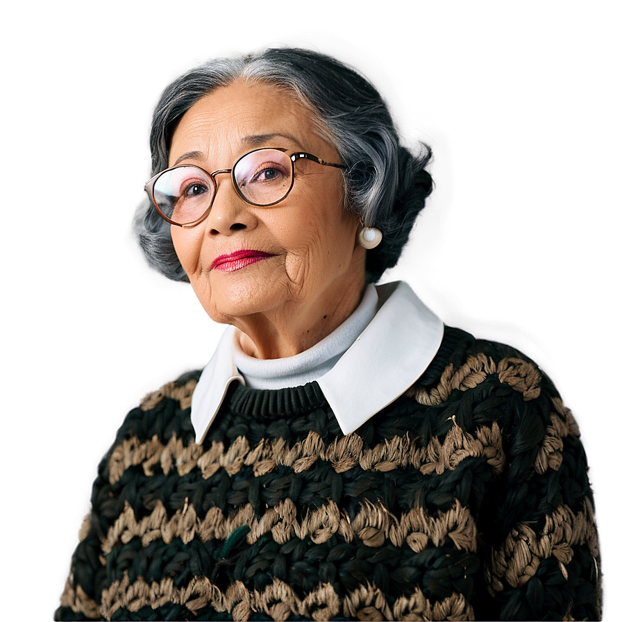 Old Lady In Sweater Png 06202024