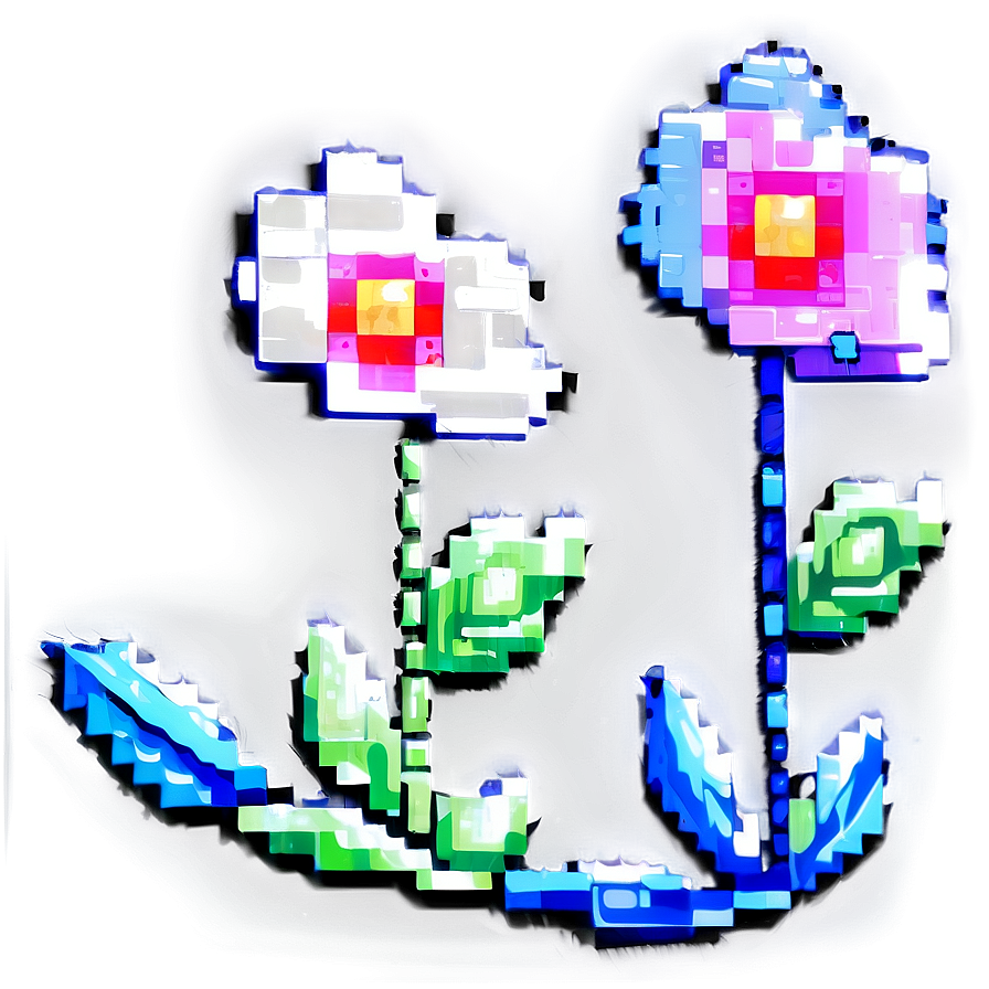 Old School Pixelated Flower Png 93