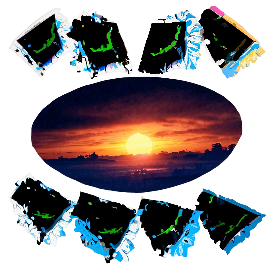Old-School Sunset Glow PNG tpe54 PNG with transparent background